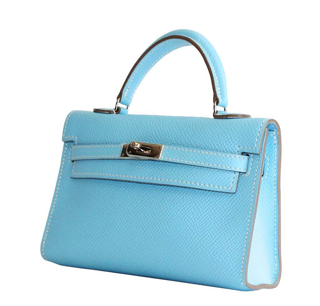 Hermès Tiny Kelly Micro Mini Celeste Epsom PHW