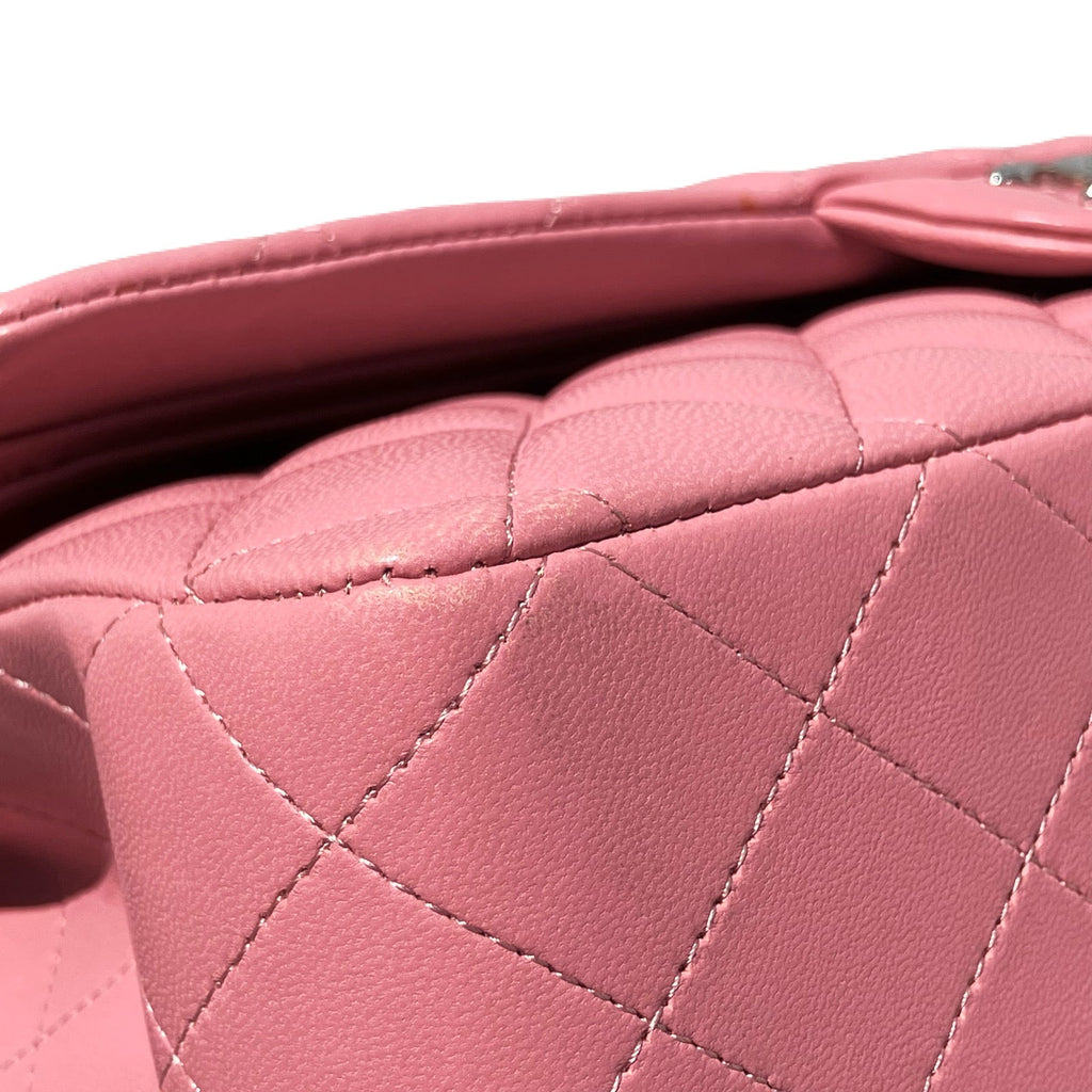 Chanel 2013-2014 Pink Lambskin Medium Classic Double Flap Shoulder Bag