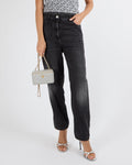Chanel Dark Grey Straight-Leg Jeans with Silver Textured Camellia Button and CC Logo Details Size FR 38 (UK 10)