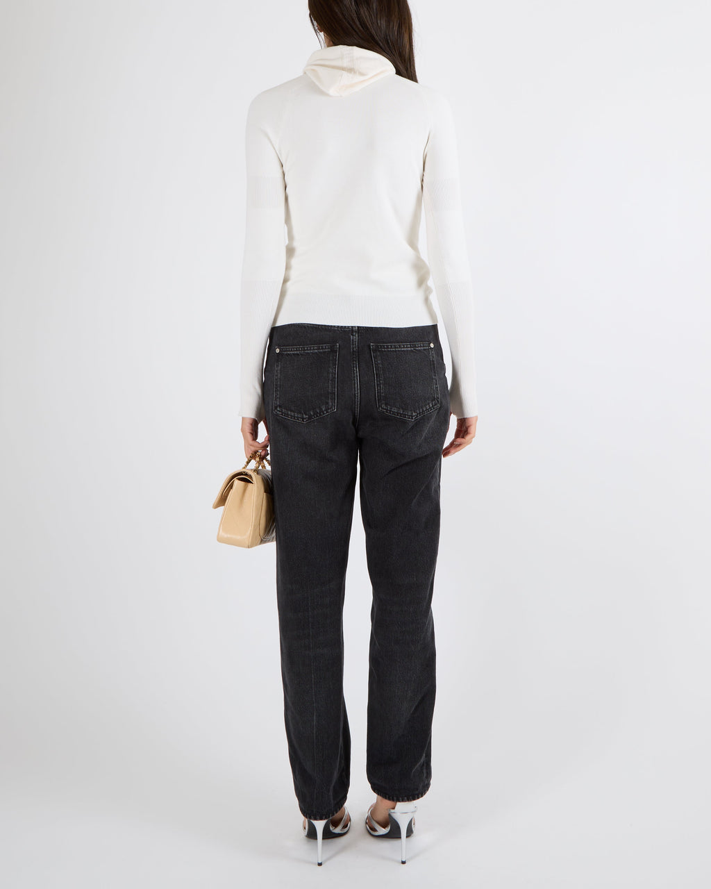 Chanel Cream Wool Hooded Jumper with Logo Embroideries and Silver CC Logo Button Detail Size FR 36 (UK 8)