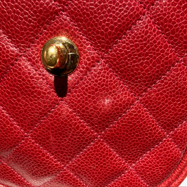 CHANEL 1996-1997 Red Caviar Round Belt Bag #75