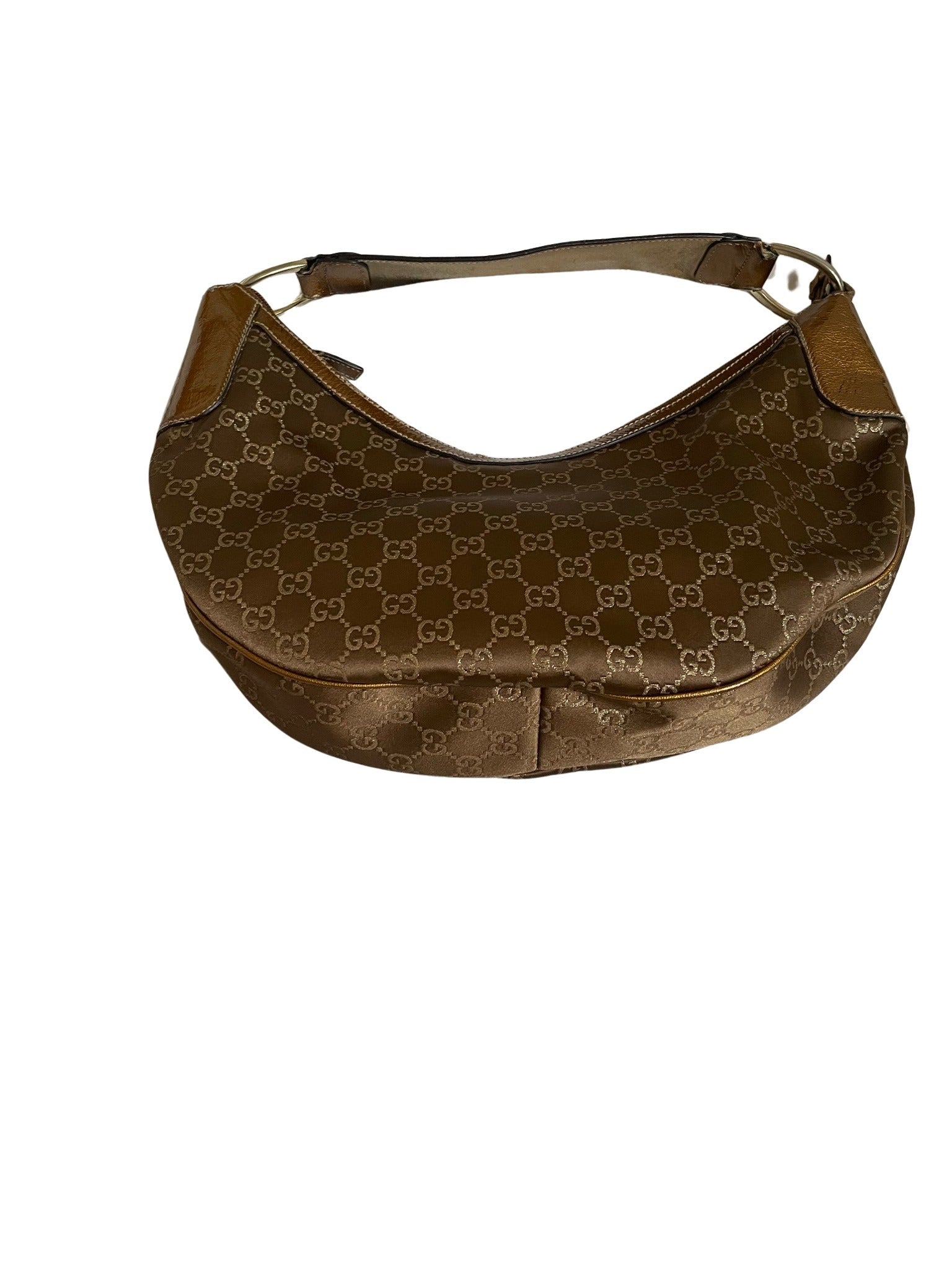 Gucci GG Dark Brown Jacquard & Patent Leather Handbag