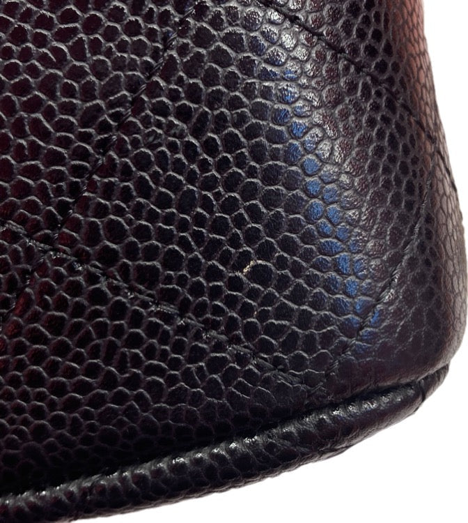 Chanel 2010-2011 Black Caviar Skin Jumbo Classic Double Flap Shoulder Bag