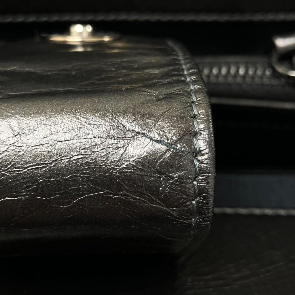 Chanel 2010-2011 Metallic Gray Calfskin Chain Me Tote Handbag