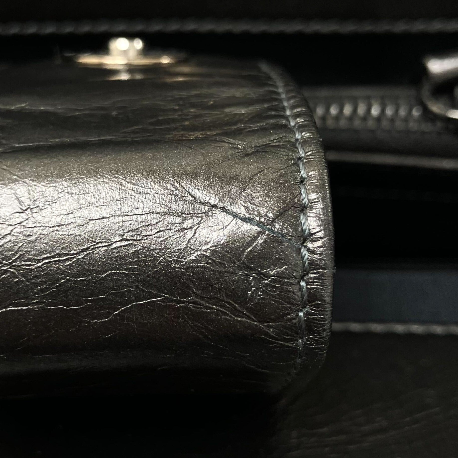 Chanel 2010-2011 Metallic Gray Calfskin Chain Me Tote Handbag