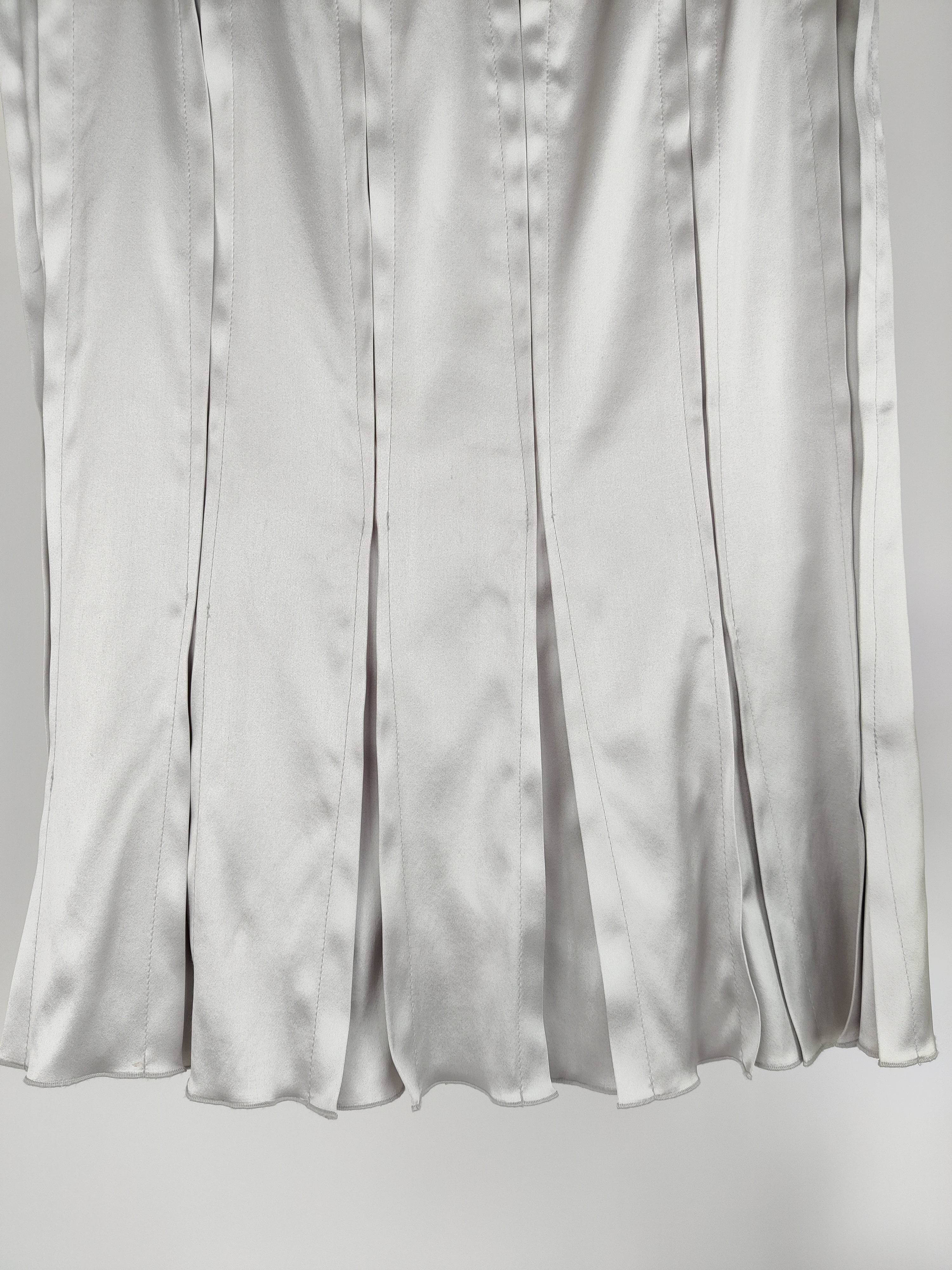 Gucci Silver Silk Pleated Hem Skirt Size IT 38 (UK 6)