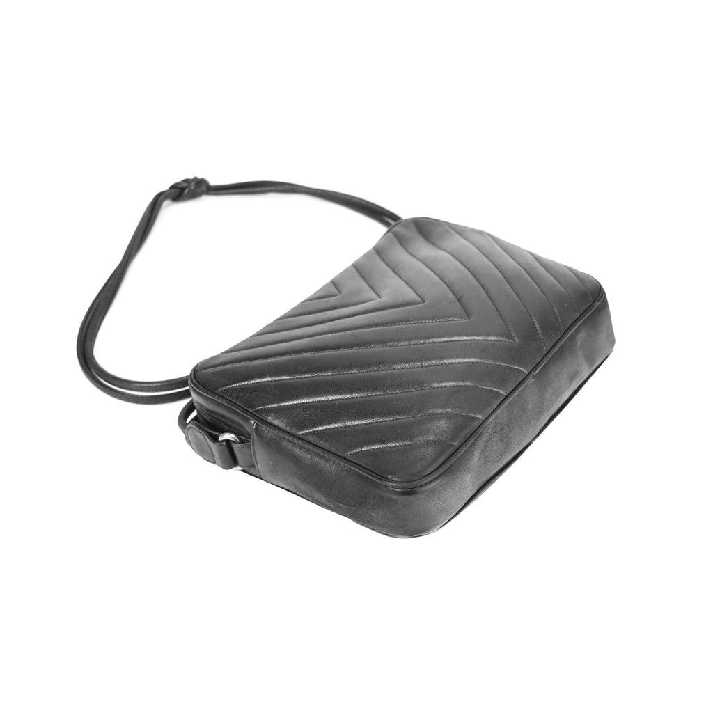 Chanel Chevron Shoulder Bag Black Lambskin