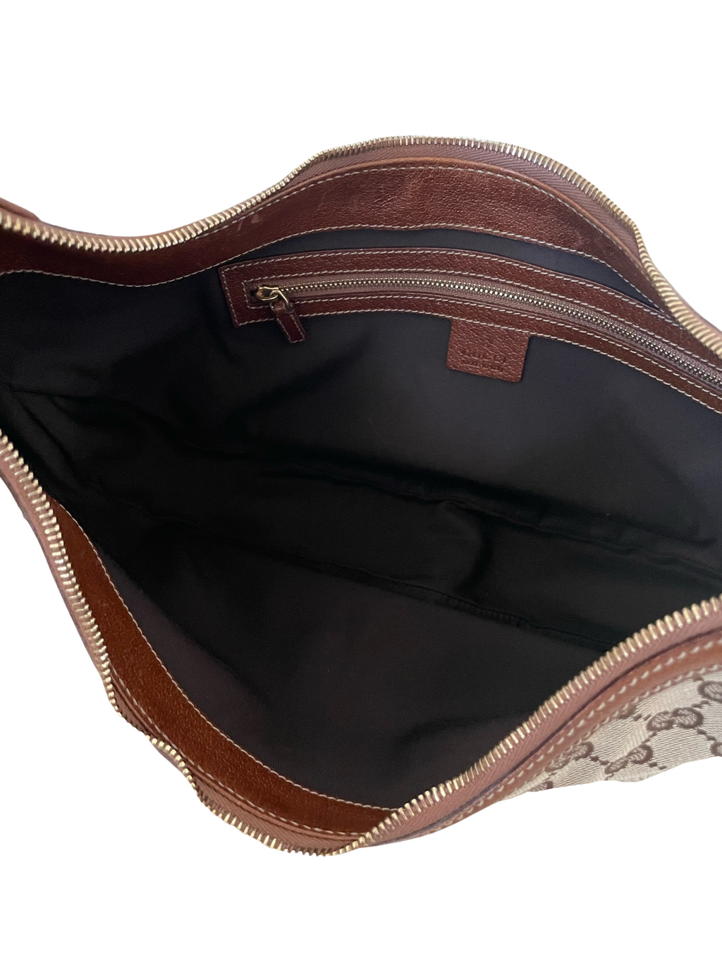 Gucci GG Bamboo Beige & Dark Brown Jacquard & Leather Handbag