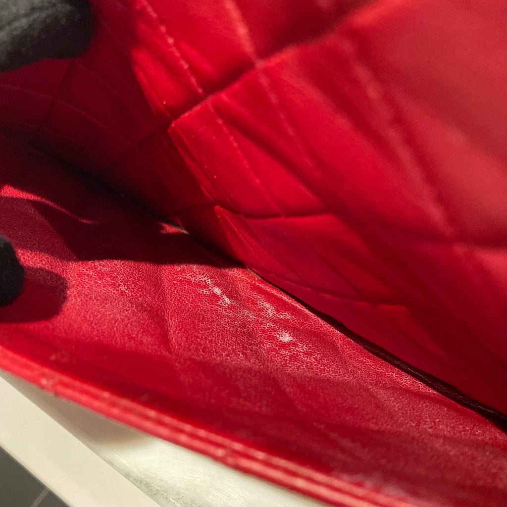 CHANEL 1989-1991 Round Flap Medium & Pouch Set Red Lambskin