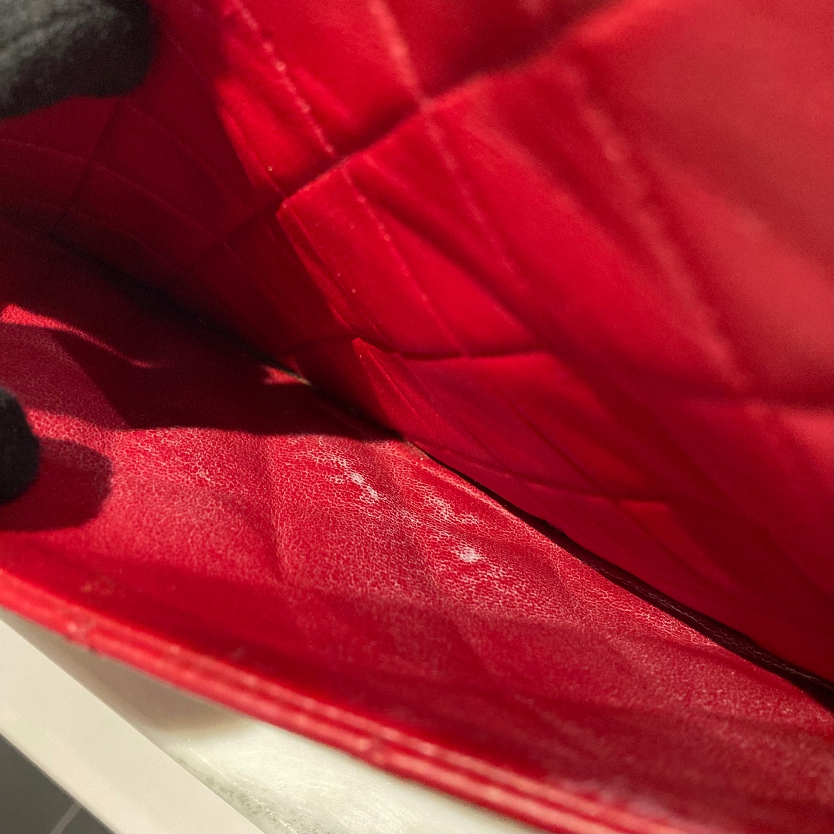CHANEL 1989-1991 Round Flap Medium & Pouch Set Red Lambskin