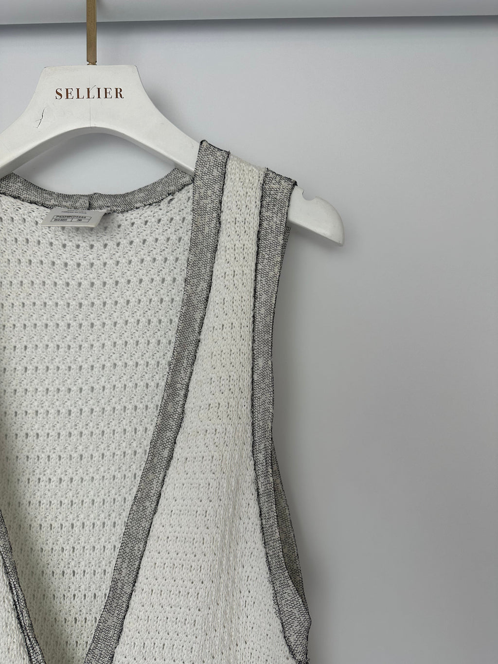 Chanel White Long Line Button Down Vest with Pocket Detail FR 38 (UK 10)