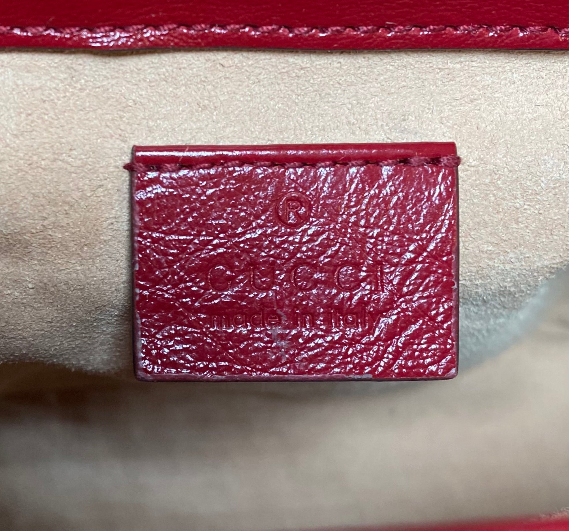 GUCCI GG Marmont Mini Tote - Canvas w/Red Trim
