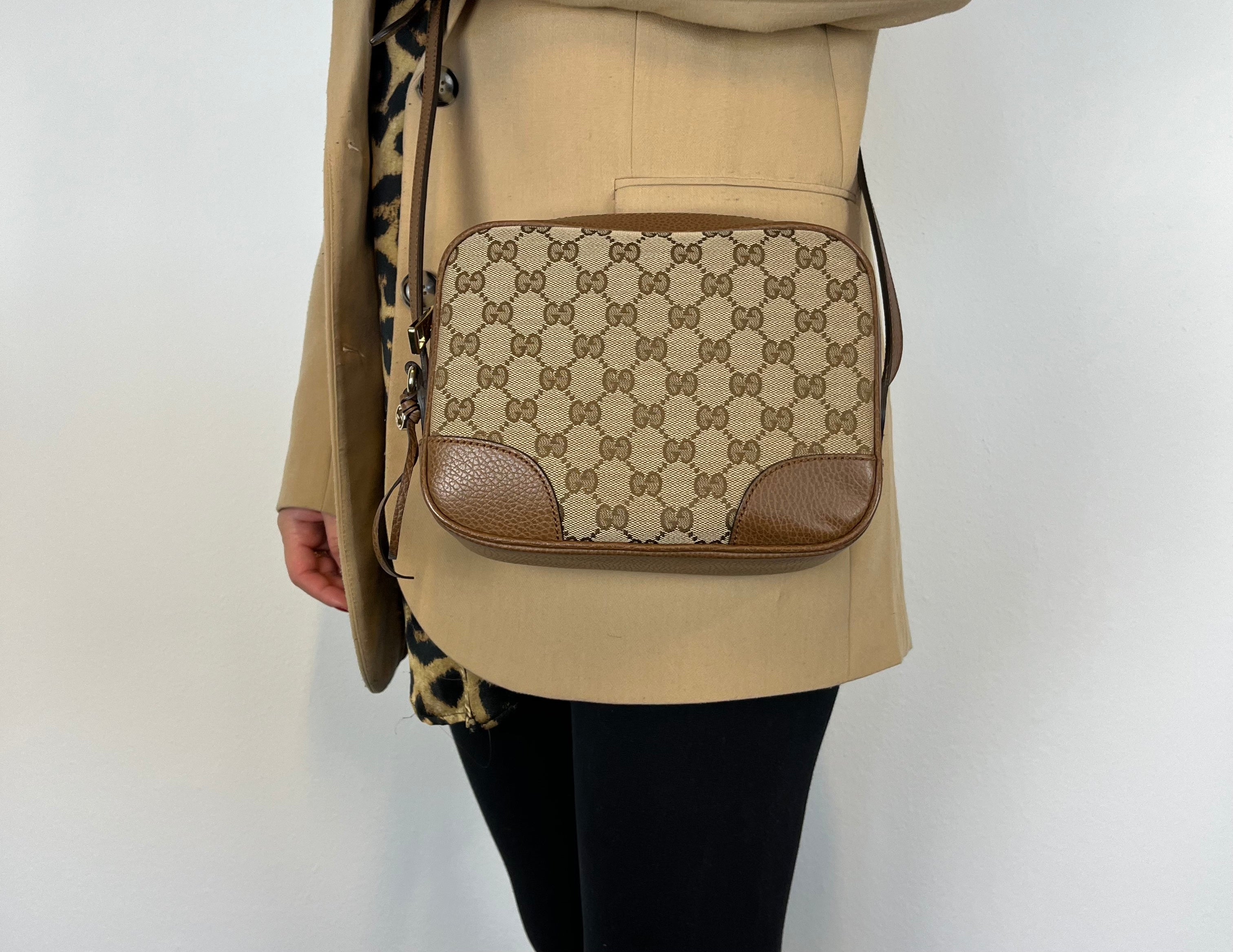 Gucci Jacquard x Leather Beige Brown