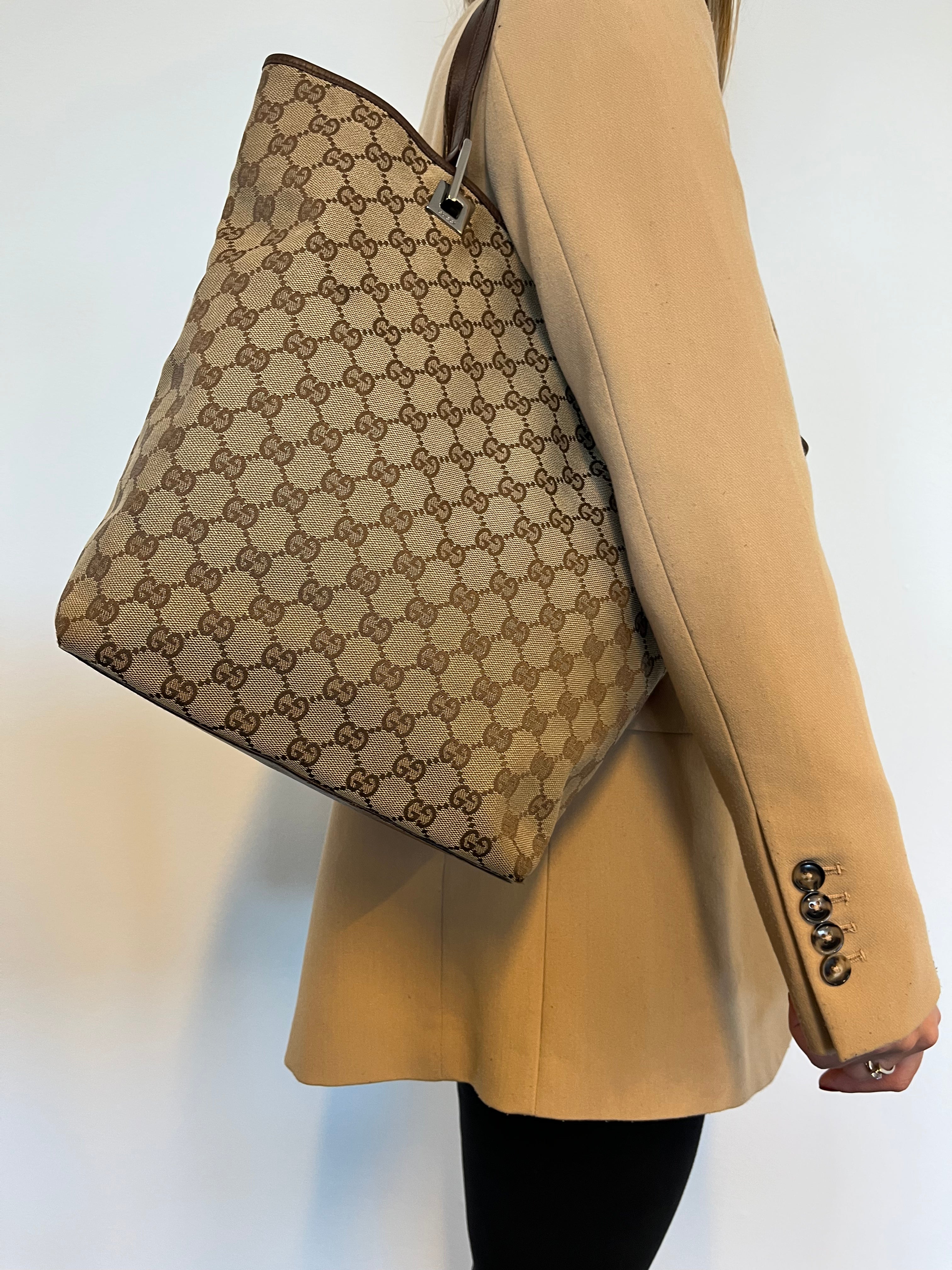Gucci Jacquard x Leather Tote