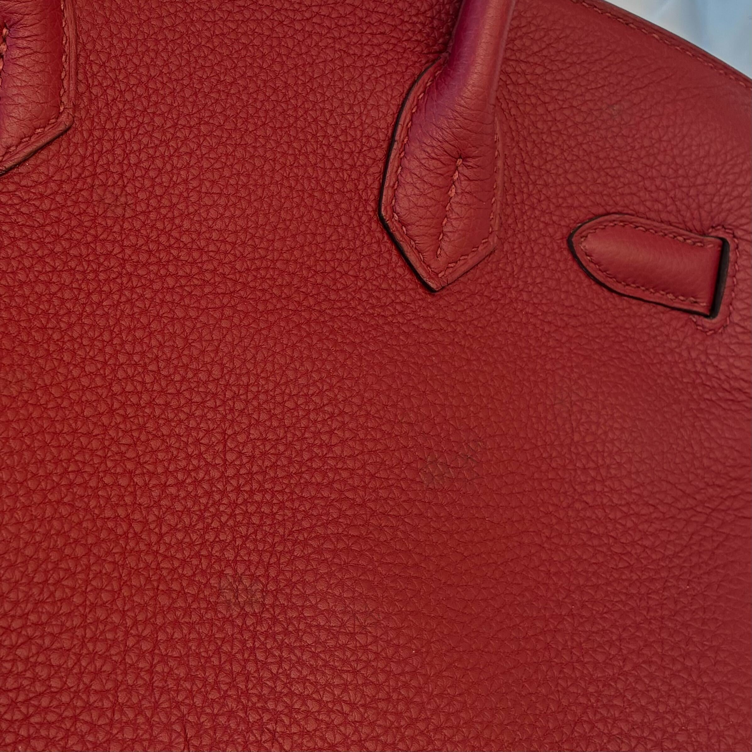 Hermes Rouge Grenade Taurillon Clemence Birkin 30 Handbag