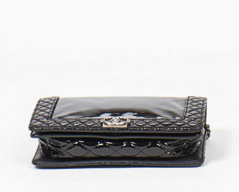 CHANEL REVERSO PATENT LEATHER BOY BAG