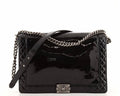 CHANEL REVERSO PATENT LEATHER BOY BAG