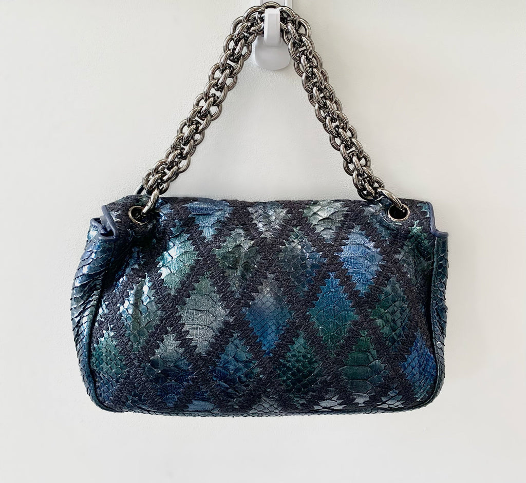 CHANEL PYTHON CROCHET JUMBO FLAP BAG