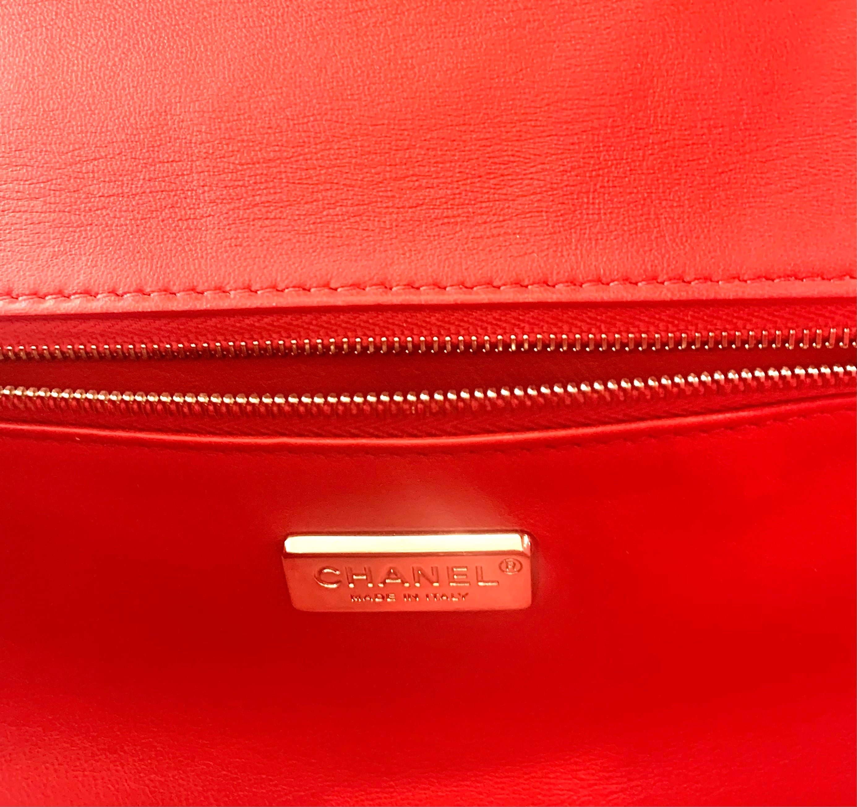 CHANEL RED PYTHON FLAP BAG