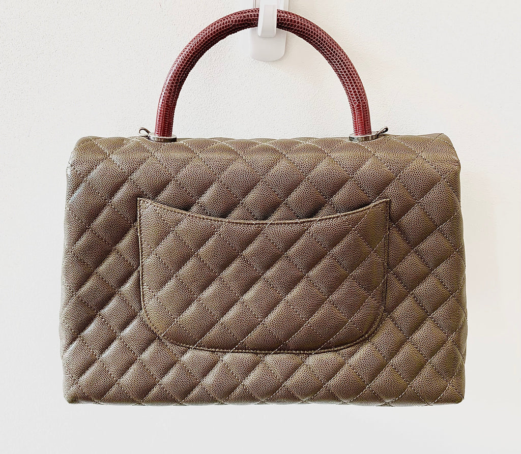 CHANEL COCO CAVIAR QUILTED LIZARD HANDLE BAG