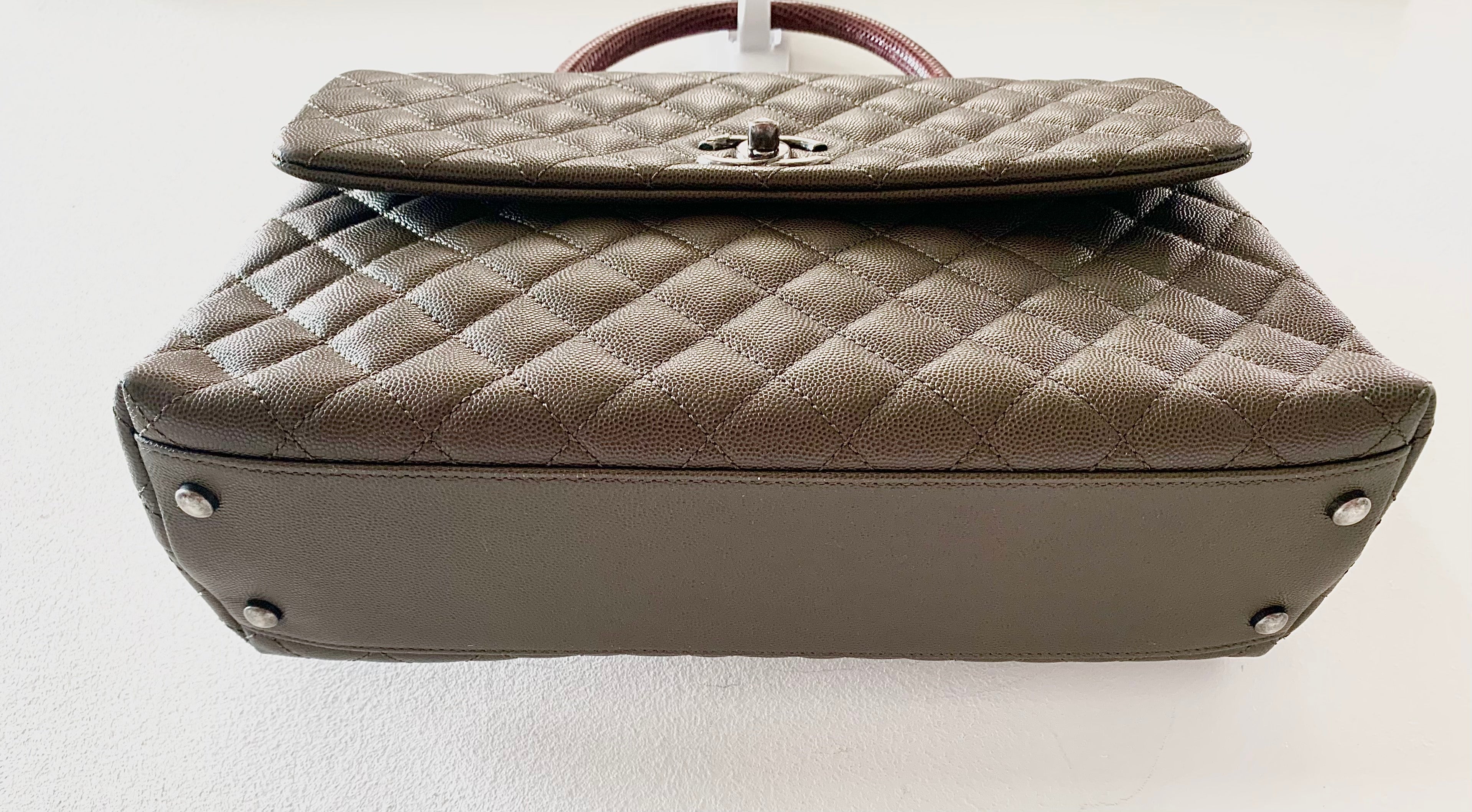 CHANEL COCO CAVIAR QUILTED LIZARD HANDLE BAG