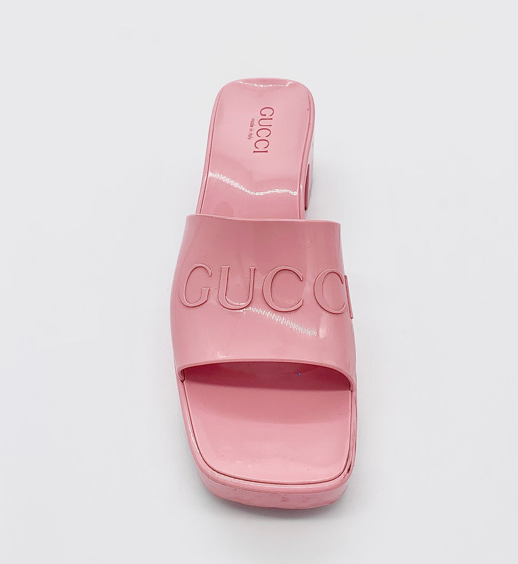 GUCCI RUBBER PLATFORM SANDALS