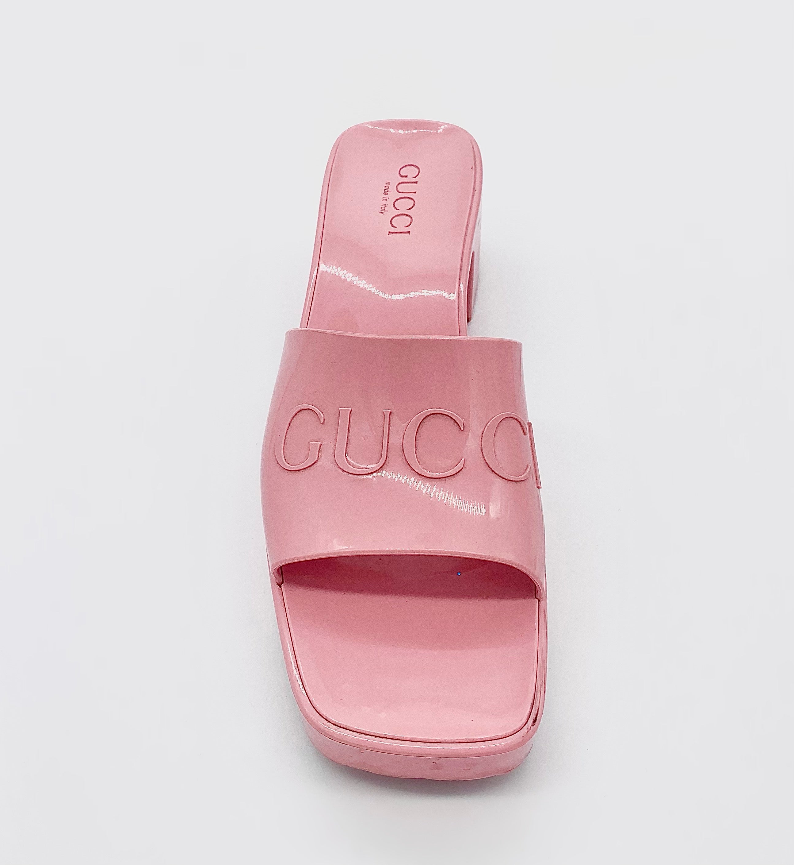 GUCCI RUBBER PLATFORM SANDALS