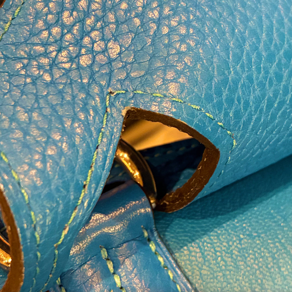 Hermes 2013 Blue Taurillon Clemence Jypsiere 34 Shoulder Bag