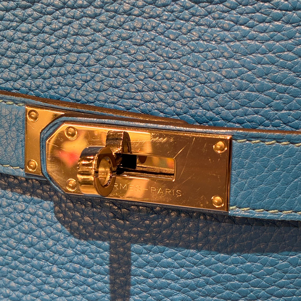 Hermes 2013 Blue Taurillon Clemence Jypsiere 34 Shoulder Bag