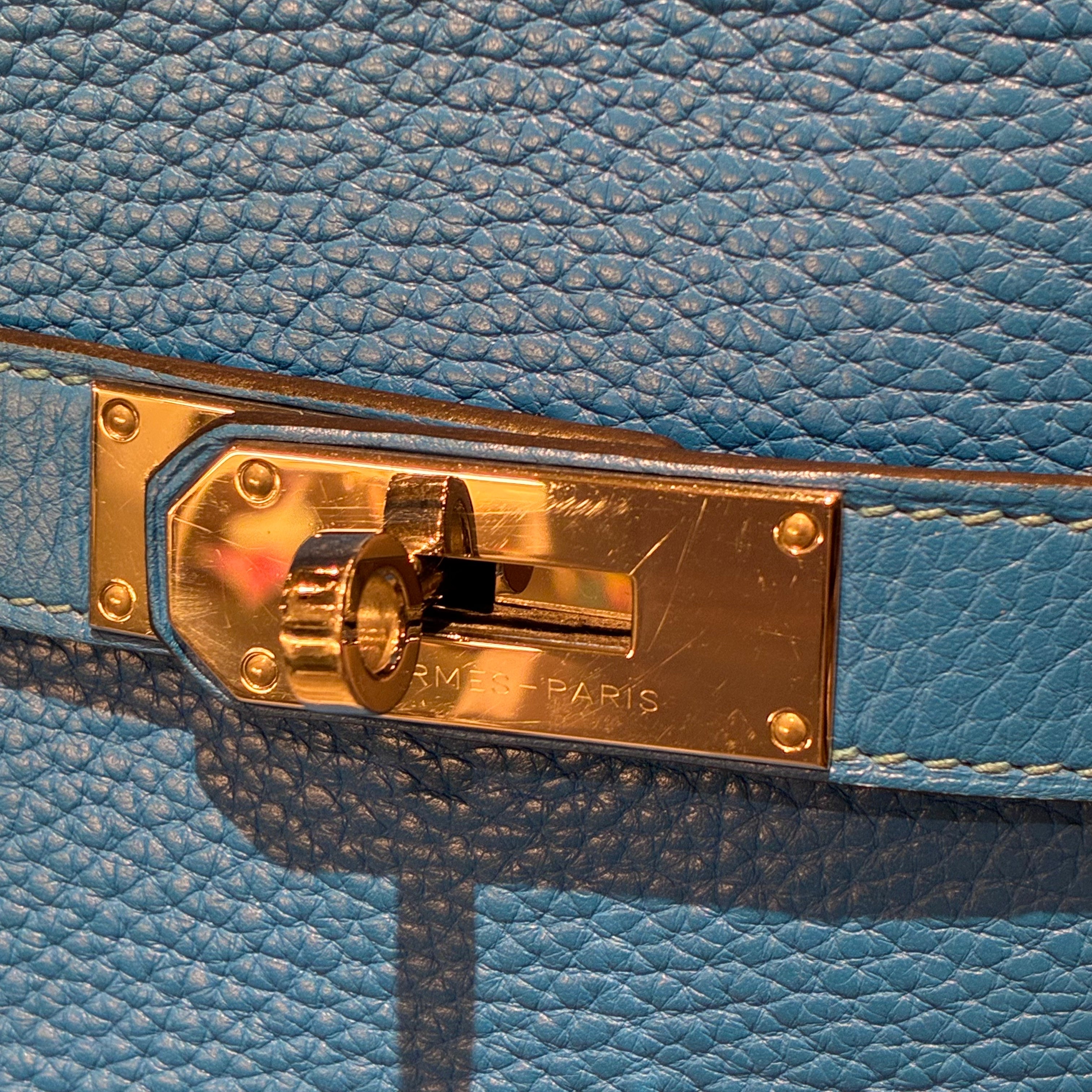 Hermes 2013 Blue Taurillon Clemence Jypsiere 34 Shoulder Bag
