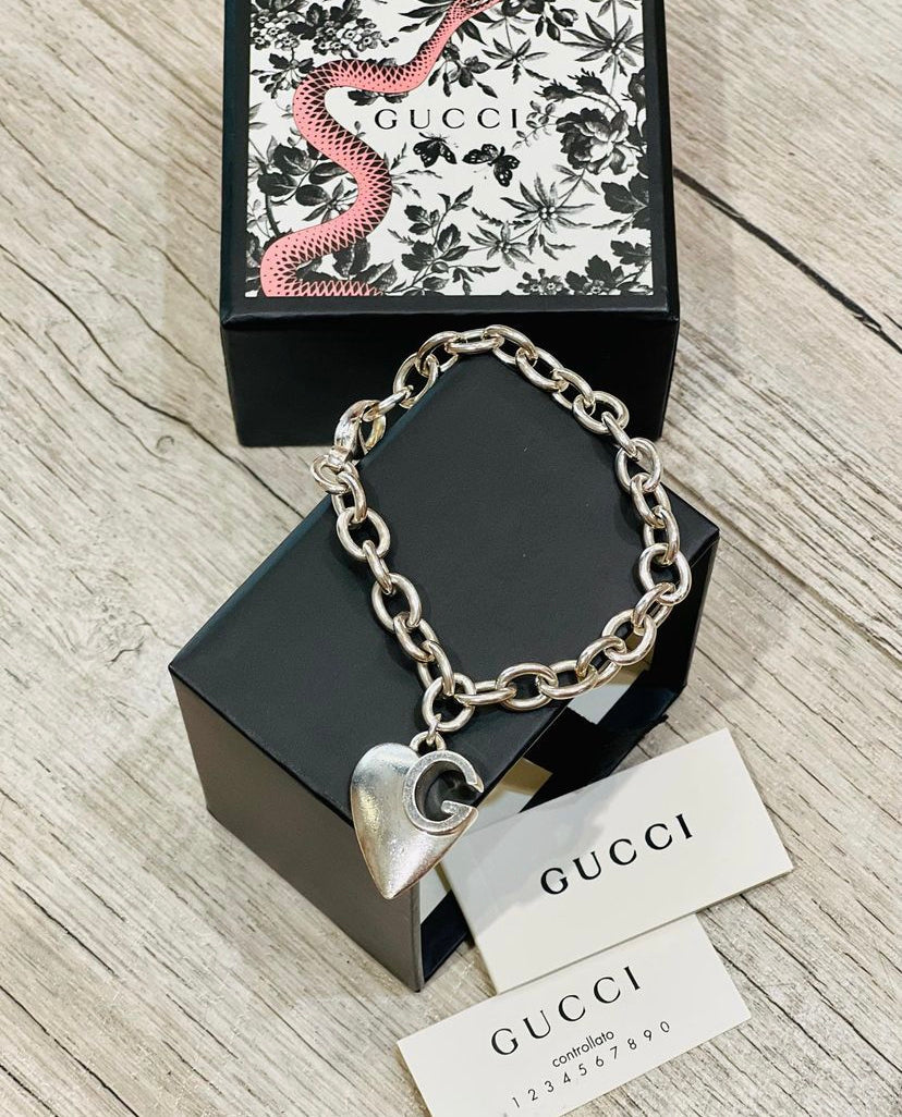 GUCCI GG CHARLOTTE HEART CHARM BRACELET