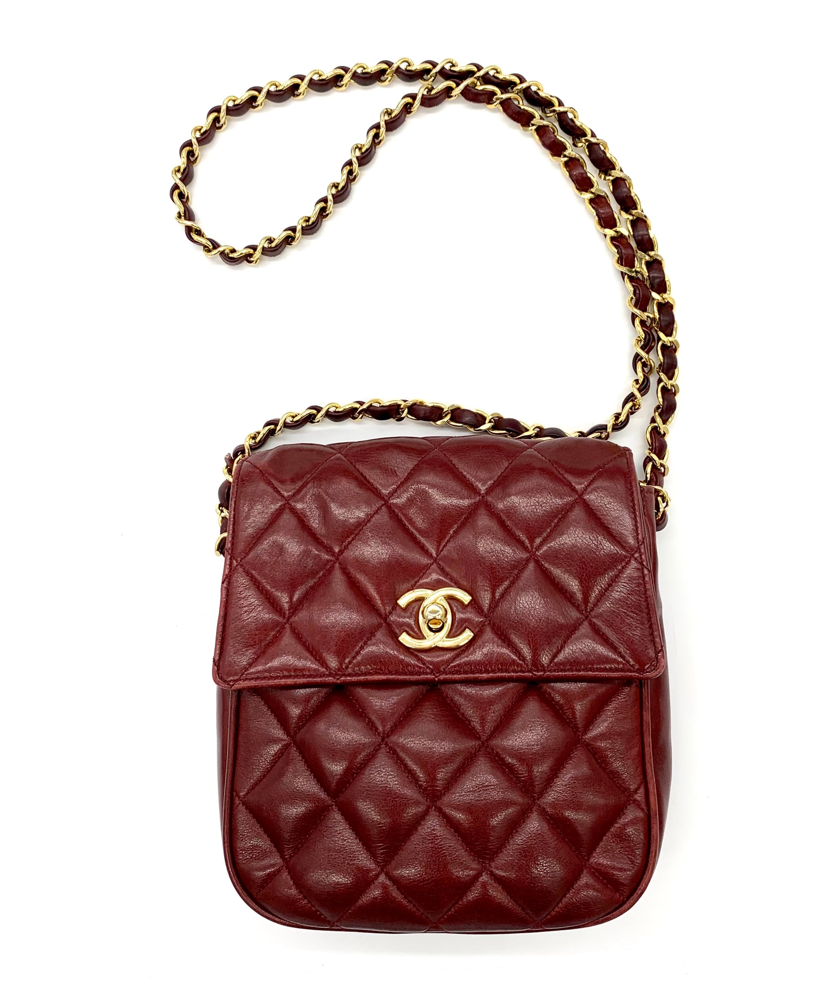 CHANEL VINTAGE BURGUNDY CROSSBODY BAG
