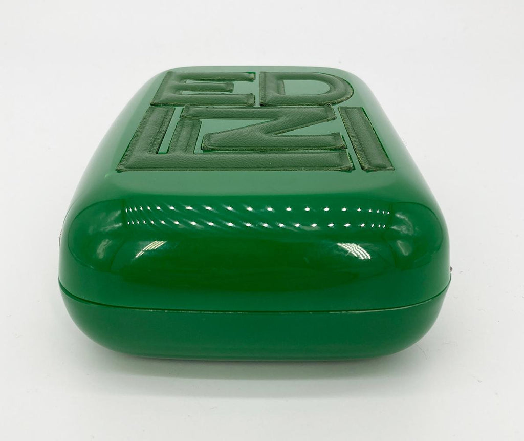 FENDI Green Logo Box Clutch
