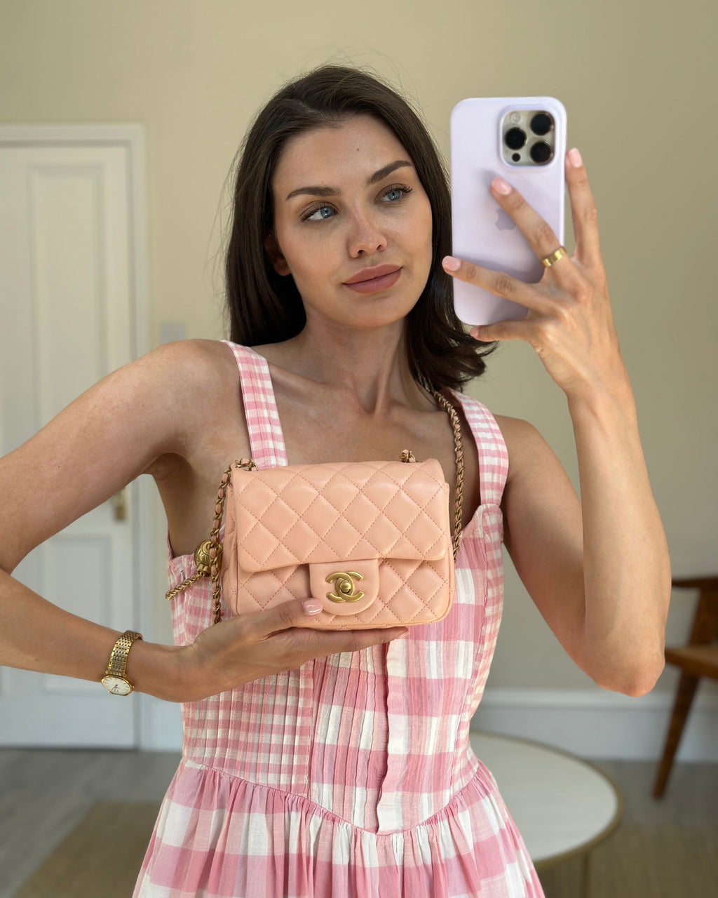 Chanel Pearl Crush Mini Square Flap Bag with Brushed Gold Hardware