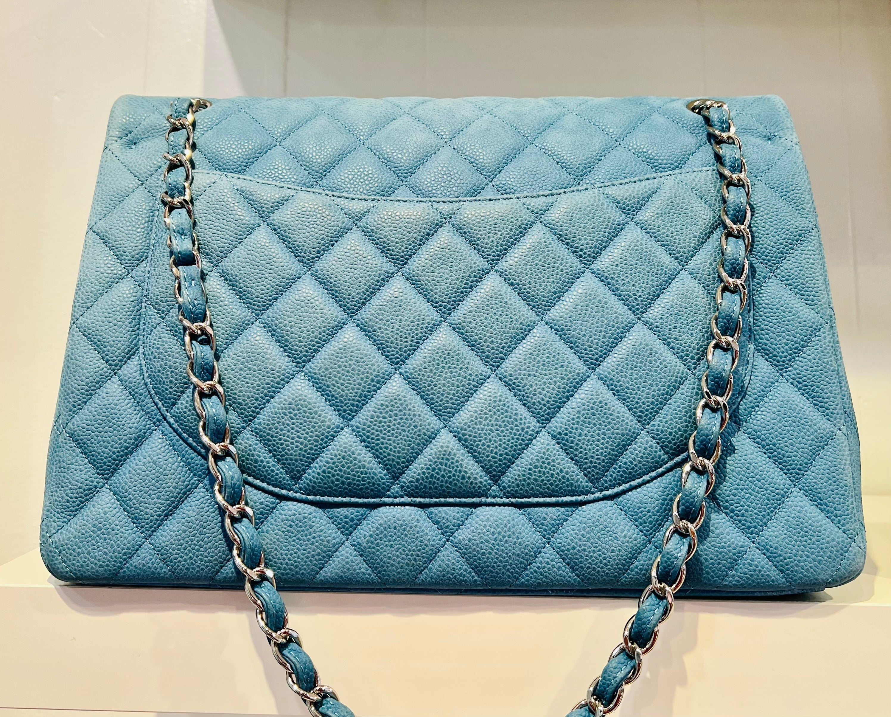 CHANEL Maxi Flap Caviar Leather Double Flap Bag