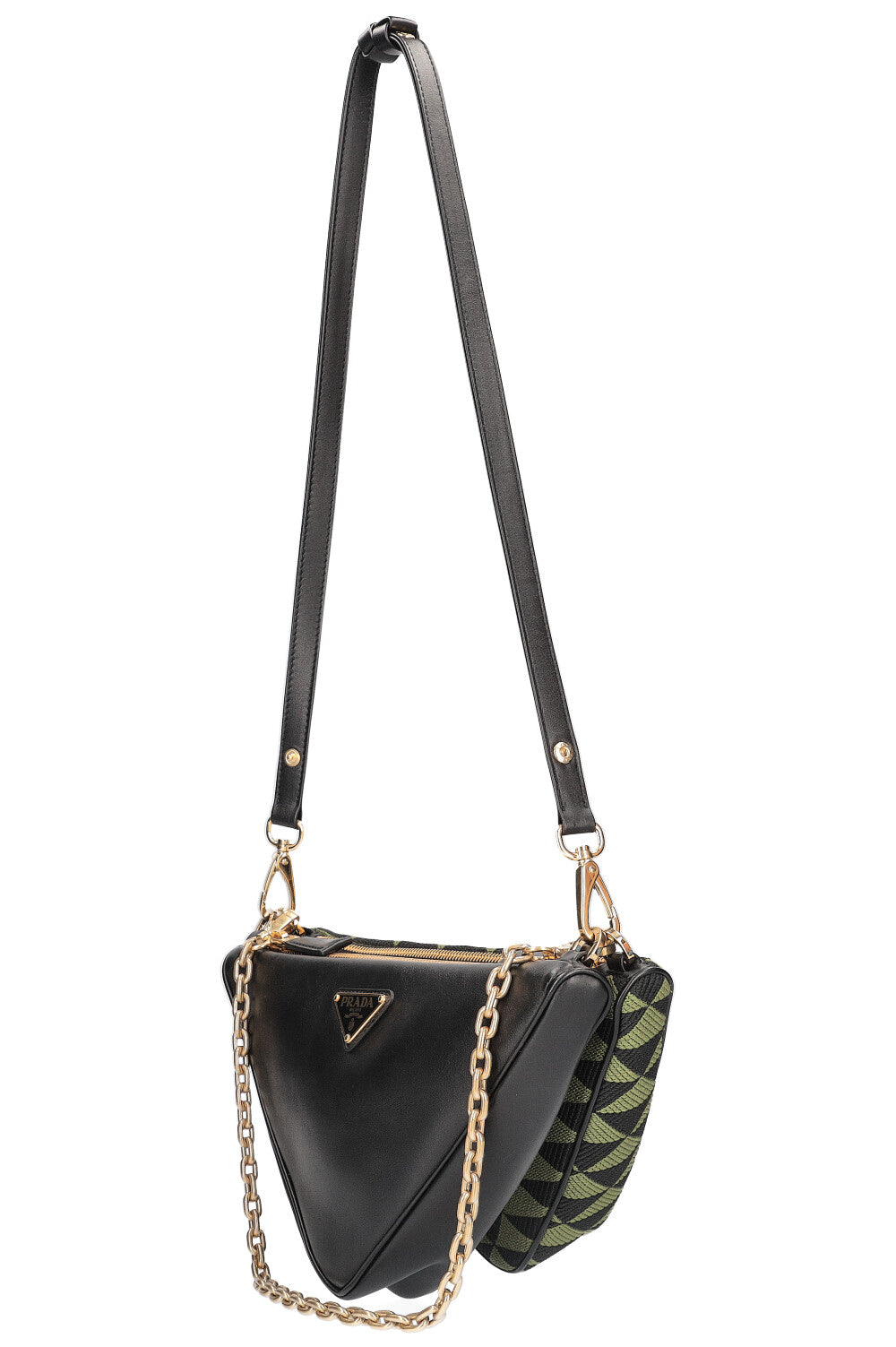PRADA Double Triangle Bag Leather & Fabric