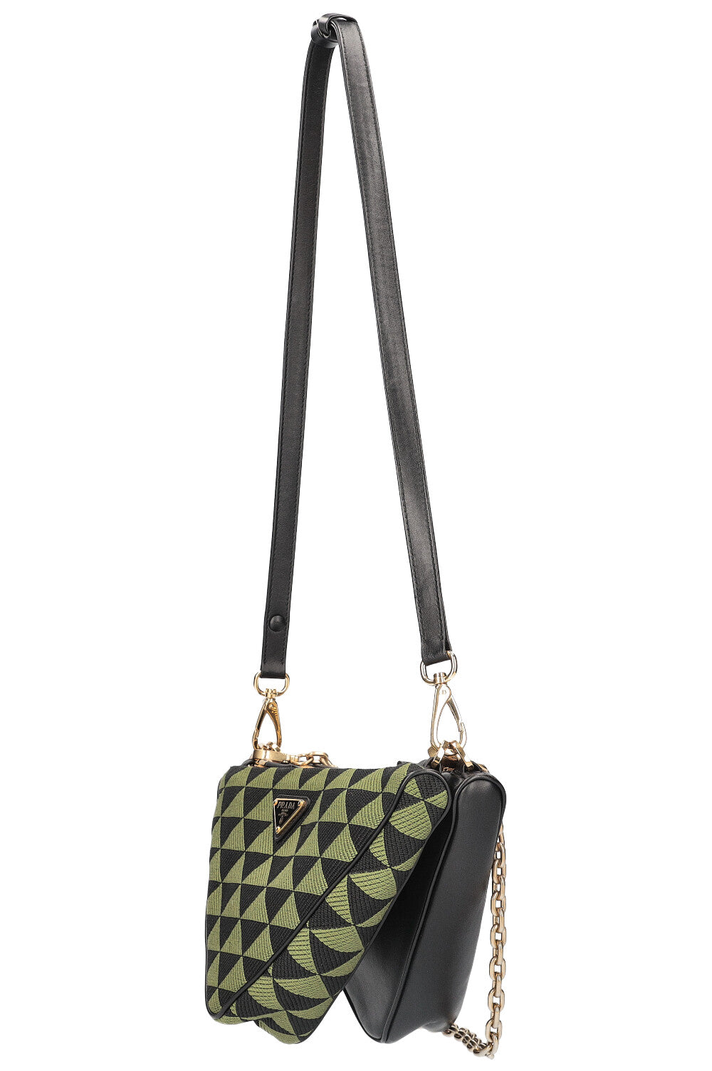 PRADA Double Triangle Bag Leather & Fabric