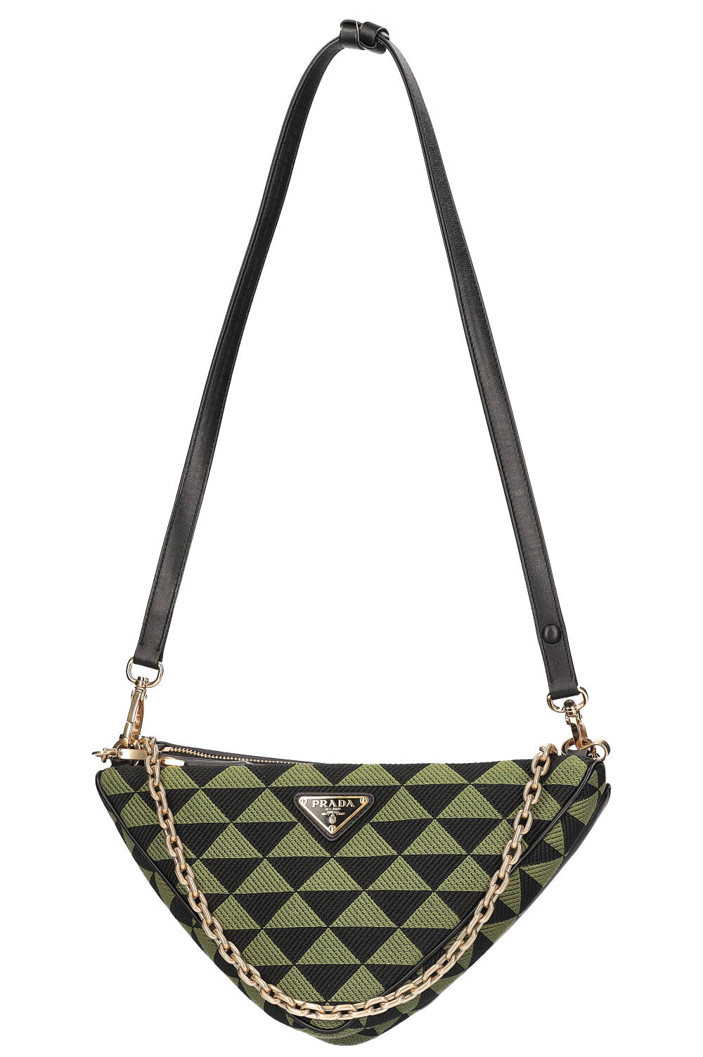 PRADA Double Triangle Bag Leather & Fabric