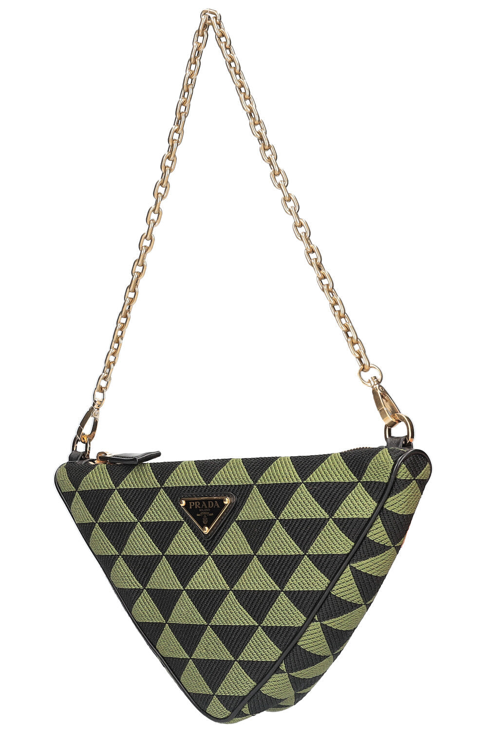 PRADA Double Triangle Bag Leather & Fabric