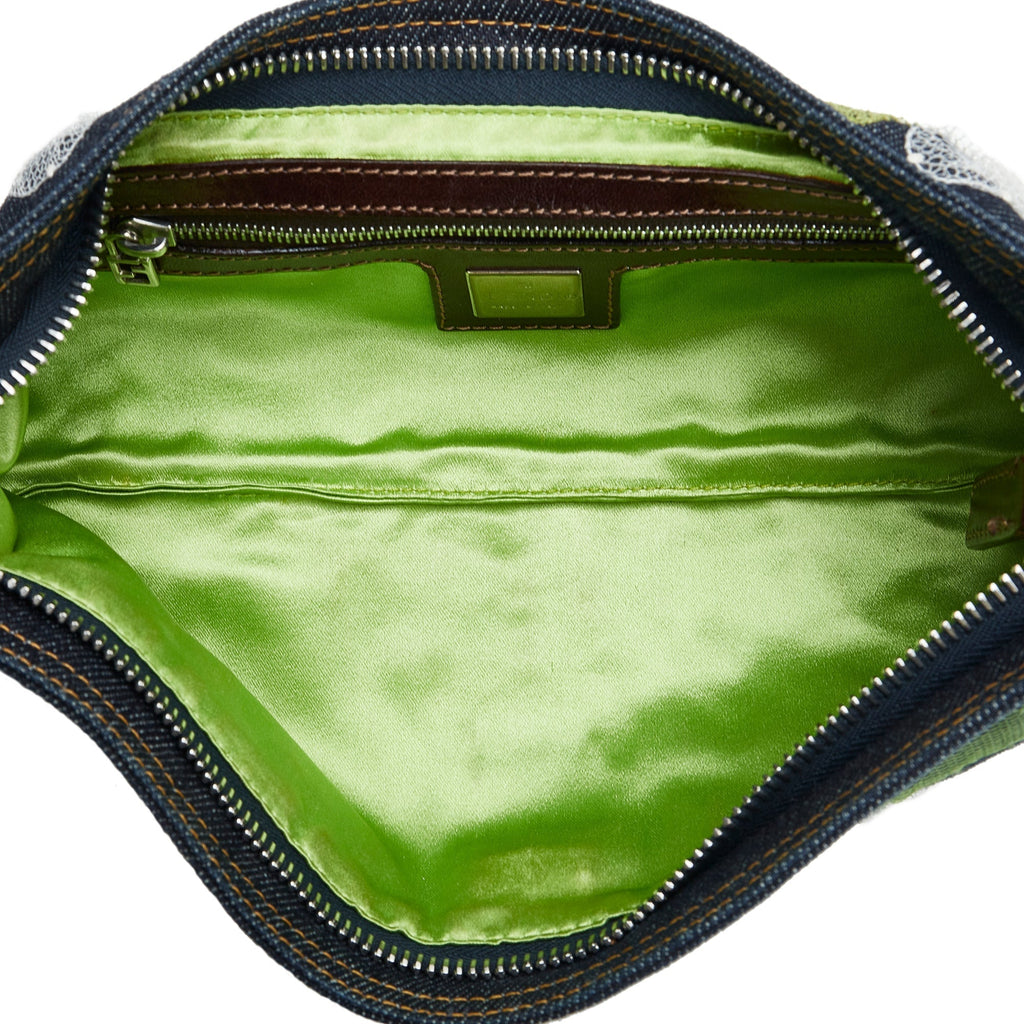 FENDI Embroidered Denim Baguette