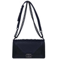 Boy Chanel 2017 Navy Black Lambskin Medium Shoulder Bag