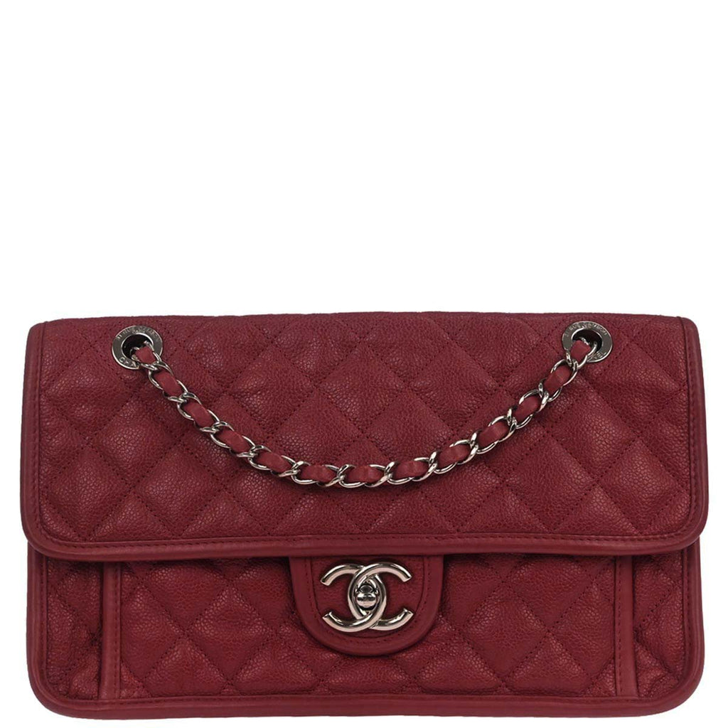 Chanel 2012-2013 Red Caviar Skin French Riviera Shoulder Bag