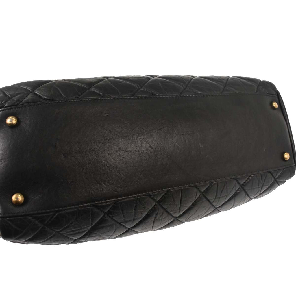 Chanel 2012 Black Calfskin Large Mademoiselle Bowling Bag