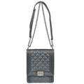 Boy Chanel 2019 Metallic Silver Caviar Skin North South Boy Flap Shoulder Bag