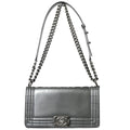 Boy Chanel 2012 Gray Patent Leather Medium Shoulder Bag