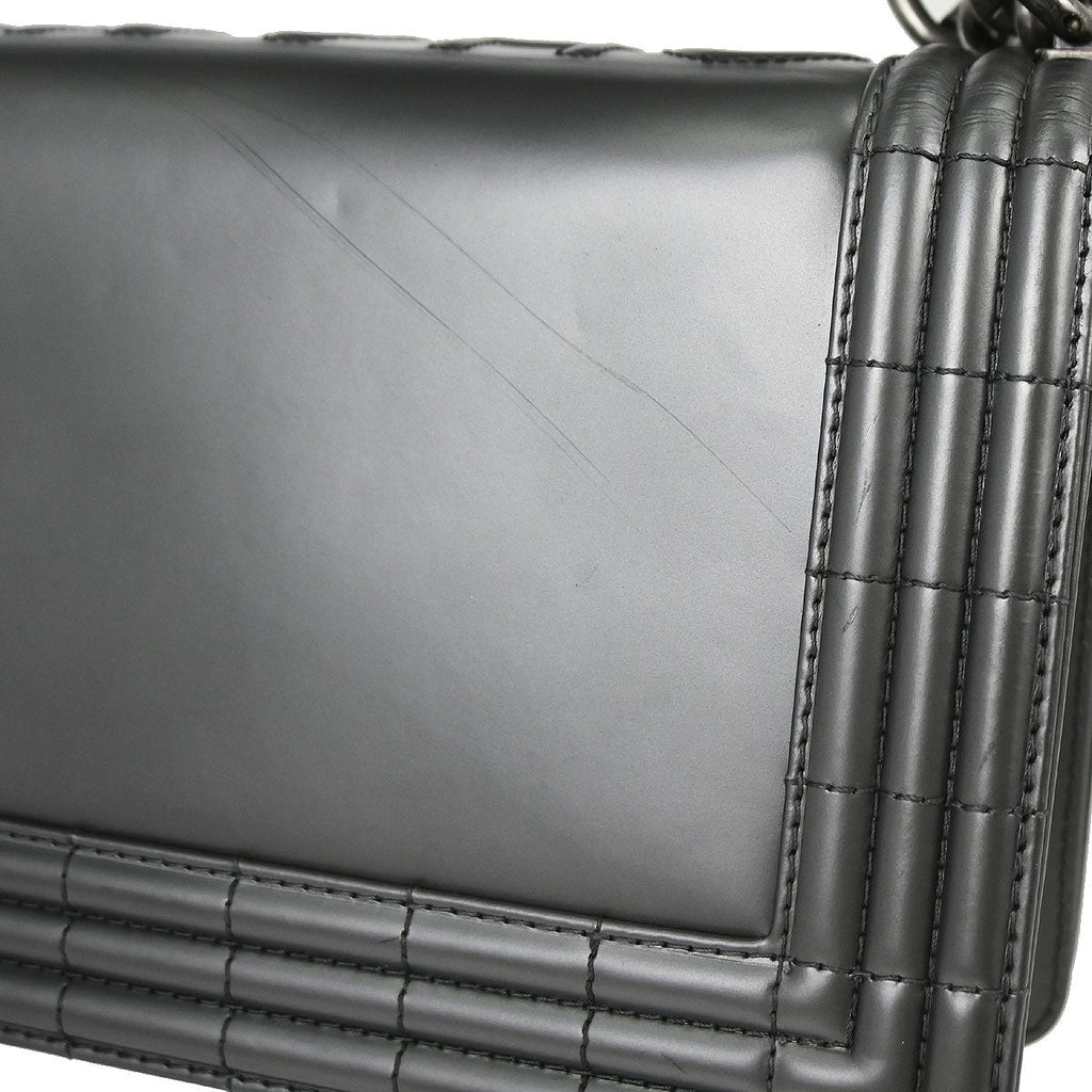 Boy Chanel 2012 Gray Patent Leather Medium Shoulder Bag