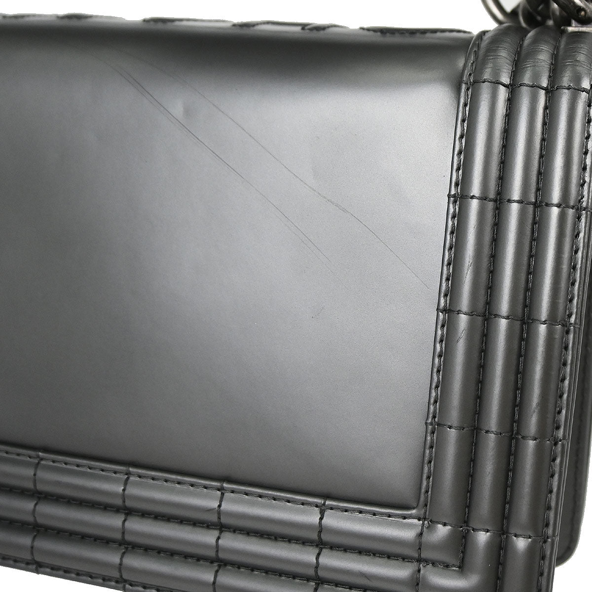 Boy Chanel 2012 Gray Patent Leather Medium Shoulder Bag