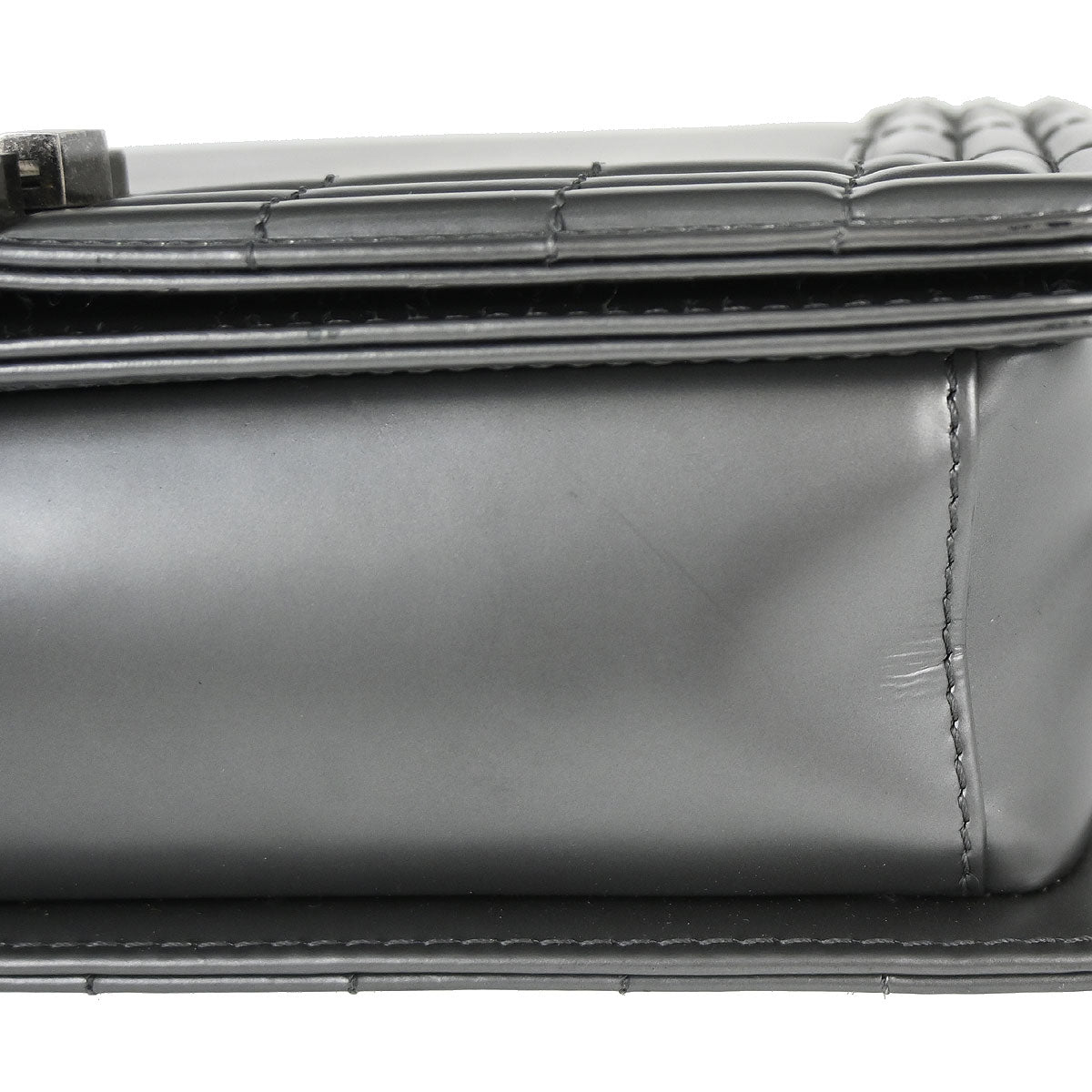 Boy Chanel 2012 Gray Patent Leather Medium Shoulder Bag