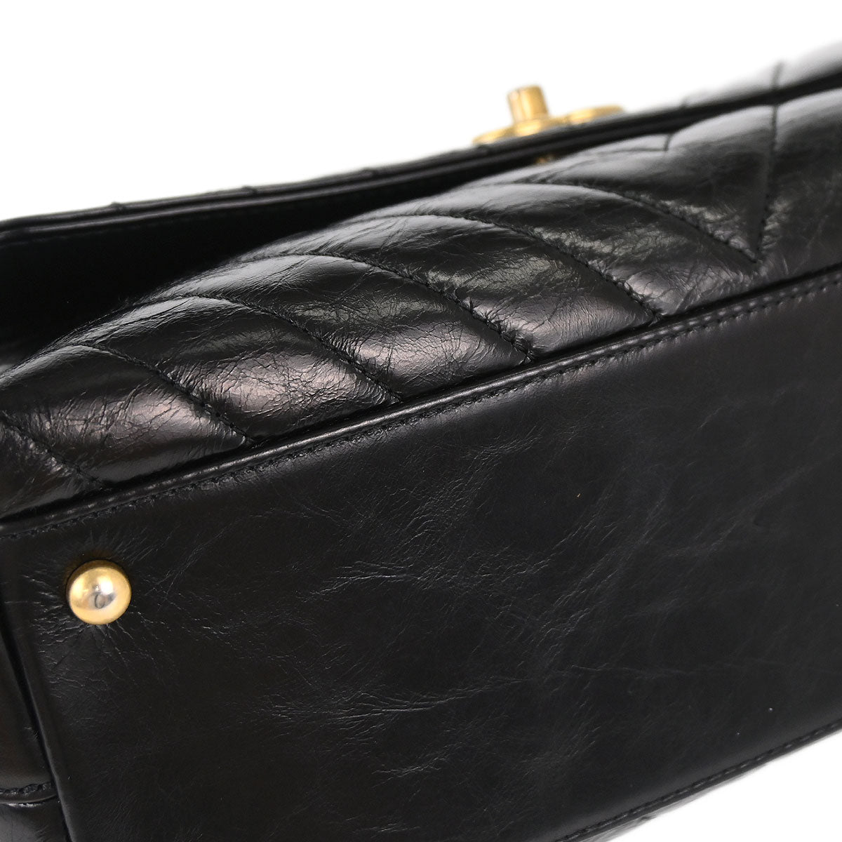 Chanel 2018 Black Calfskin Chevron Coco Handle 2way Shoulder Handbag