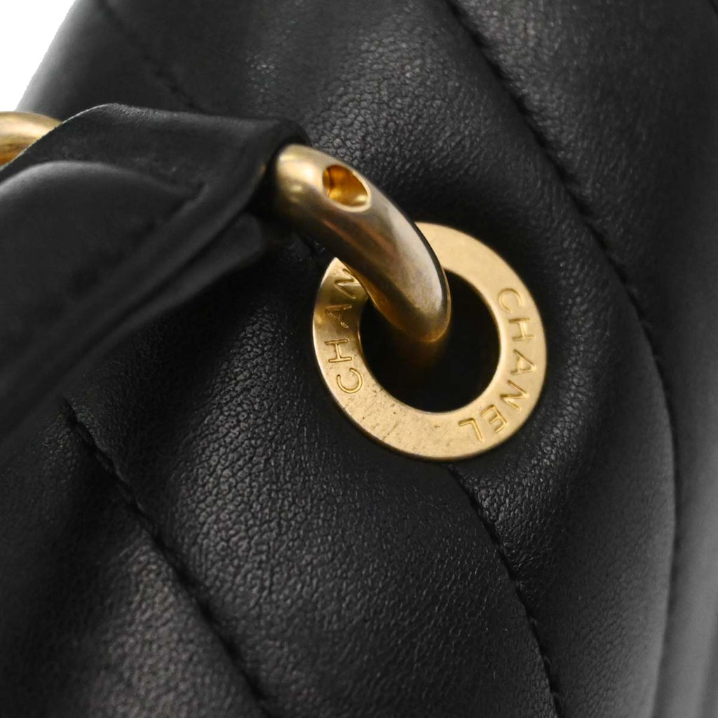 Chanel 2017-2018 Black Lambskin Chevron Top Handle 2way Shoulder Handbag